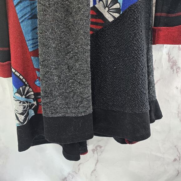 Anes A Cardigan Women XL Vintage Black Blue Red Duster Kimono Boho Artsy Wear - Picture 7 of 10